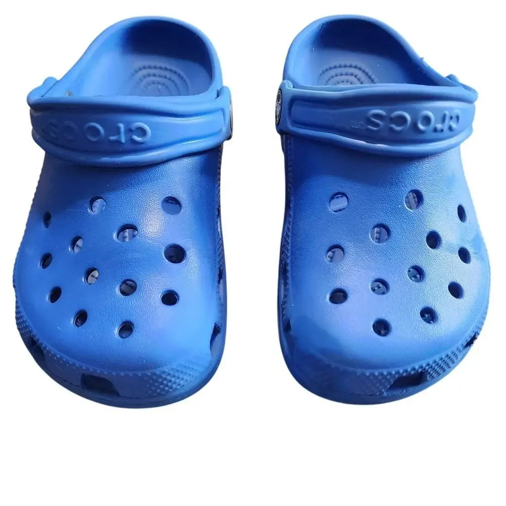 Crocs Youth Blue Bolt Classic Slip On Unisex Junior Clogs Size J 2